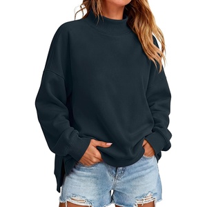 image:imageANRABESS Womens Oversized Mock Neck Sweatshirts  Pullover Long Sleeve Cute Tops Side Slit Loose Fit Comfy Soft Casual Work Daily Outfit Fall Winter Fashion ClothingNavy Blue