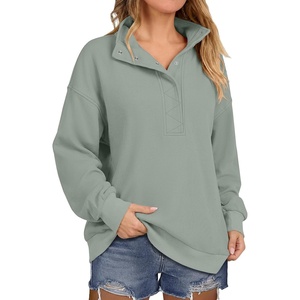 image:imageANRABESS Womens Waffle Knit Loose Snap Henley Sweatshirts  Lightweight Cozy Fabric Long Sleeve Pullover Tops Stand Collar Half Button Casual Daily Wear amp Preppy Spring amp FallGreen