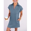 image:imageANRABESS Womens 2026 Summer Collared V Neck Tshirt Dress Casual Cap Sleeve Spring Mini Vacation Dresses with PocketsGrey Blue
