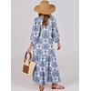 image:imageANRABESS Womens Boho Floral 34 Puff Sleeve Maxi Dress  Tiered Flowy Loose Fit Comfy Soft Rayon Fabric Wedding Guest Church Beach Modest Elegant Spring Summer Fall OutfitsBlue Khaki