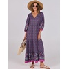 image:imageANRABESS Womens Boho Floral 34 Puff Sleeve Maxi Dress  Tiered Flowy Loose Fit Comfy Soft Rayon Fabric Wedding Guest Church Beach Modest Elegant Spring Summer Fall OutfitsPurple Floral