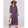 image:imageANRABESS Womens Boho Floral 34 Puff Sleeve Maxi Dress  Tiered Flowy Loose Fit Comfy Soft Rayon Fabric Wedding Guest Church Beach Modest Elegant Spring Summer Fall OutfitsPurple Floral