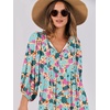 image:imageANRABESS Womens Boho Floral 34 Puff Sleeve Maxi Dress  Tiered Flowy Loose Fit Comfy Soft Rayon Fabric Wedding Guest Church Beach Modest Elegant Spring Summer Fall OutfitsBeige Teal Floral