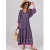 image:imageANRABESS Womens Boho Floral 34 Puff Sleeve Maxi Dress  Tiered Flowy Loose Fit Comfy Soft Rayon Fabric Wedding Guest Church Beach Modest Elegant Spring Summer Fall OutfitsPurple Floral