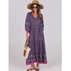 image:imageANRABESS Womens Boho Floral 34 Puff Sleeve Maxi Dress  Tiered Flowy Loose Fit Comfy Soft Rayon Fabric Wedding Guest Church Beach Modest Elegant Spring Summer Fall OutfitsPurple Floral