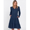 image:imageANRABESS Womens Long Sleeve Midi Dresses  V Neck Swing Tiered Dress Beach Vacation Work Business Casual 2026 Fall Summer Flowy OutfitNavy Blue