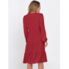 image:imageANRABESS Womens Long Sleeve Midi Dresses  V Neck Swing Tiered Dress Beach Vacation Work Business Casual 2026 Fall Summer Flowy OutfitRed