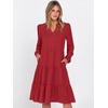 image:imageANRABESS Womens Long Sleeve Midi Dresses  V Neck Swing Tiered Dress Beach Vacation Work Business Casual 2026 Fall Summer Flowy OutfitRed