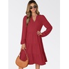 image:imageANRABESS Womens Long Sleeve Midi Dresses  V Neck Swing Tiered Dress Beach Vacation Work Business Casual 2026 Fall Summer Flowy OutfitRed
