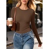 image:imageANRABESS Womens Long Sleeve Shirts Fitted Double Lined Top  Crew NeckSoft Stretchy UnderscrubY2K Cute Trendy Going Out OutfitsCasual Compression Basic TeeFall Winter Layer ClothingBrown