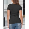 image:imageANRABESS Womens Short Sleeve Top Built in Bra TShirt  Crew NeckSoft Stretchy Breathable RibbedSlim Fit Basic tee ShirtsCasual Summer Vacation Daily Going Out WearCharcoal