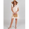 image:imageANRABESS Womens Summer VNeck Drawstring Ruffle Cap Short Sleeve Casual Shift Mini Dress with PocketsLight Pink