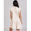 image:imageANRABESS Womens Summer VNeck Drawstring Ruffle Cap Short Sleeve Casual Shift Mini Dress with PocketsLight Pink