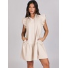 image:imageANRABESS Womens Summer VNeck Drawstring Ruffle Cap Short Sleeve Casual Shift Mini Dress with PocketsLight Pink