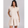 image:imageANRABESS Womens Summer VNeck Drawstring Ruffle Cap Short Sleeve Casual Shift Mini Dress with PocketsLight Pink