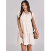 image:imageANRABESS Womens Summer VNeck Drawstring Ruffle Cap Short Sleeve Casual Shift Mini Dress with PocketsLight Pink