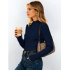 image:imageANRABESS Long Sleeve Shirts for Women Mock Neck Ribbed Top  Lettuce Trim Knit Fitted Tops Soft Lightweight Layer Basic Tee Going Out Work Tshirts Business Casual Fall Daily WearNavy Blue