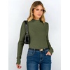 image:imageANRABESS Long Sleeve Shirts for Women Mock Neck Ribbed Top  Lettuce Trim Knit Fitted Tops Soft Lightweight Layer Basic Tee Going Out Work Tshirts Business Casual Fall Daily WearArmy Green