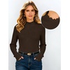 image:imageANRABESS Long Sleeve Shirts for Women Mock Neck Ribbed Top  Lettuce Trim Knit Fitted Tops Soft Lightweight Layer Basic Tee Going Out Work Tshirts Business Casual Fall Daily WearBrown