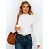 image:imageANRABESS Long Sleeve Shirts for Women Mock Neck Ribbed Top  Lettuce Trim Knit Fitted Tops Soft Lightweight Layer Basic Tee Going Out Work Tshirts Business Casual Fall Daily WearWhite