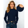 image:imageANRABESS Long Sleeve Shirts for Women Mock Neck Ribbed Top  Lettuce Trim Knit Fitted Tops Soft Lightweight Layer Basic Tee Going Out Work Tshirts Business Casual Fall Daily WearNavy Blue
