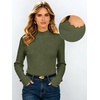 image:imageANRABESS Long Sleeve Shirts for Women Mock Neck Ribbed Top  Lettuce Trim Knit Fitted Tops Soft Lightweight Layer Basic Tee Going Out Work Tshirts Business Casual Fall Daily WearArmy Green