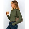 image:imageANRABESS Long Sleeve Shirts for Women Mock Neck Ribbed Top  Lettuce Trim Knit Fitted Tops Soft Lightweight Layer Basic Tee Going Out Work Tshirts Business Casual Fall Daily WearArmy Green