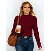 image:imageANRABESS Long Sleeve Shirts for Women Mock Neck Ribbed Top  Lettuce Trim Knit Fitted Tops Soft Lightweight Layer Basic Tee Going Out Work Tshirts Business Casual Fall Daily WearRed