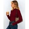 image:imageANRABESS Long Sleeve Shirts for Women Mock Neck Ribbed Top  Lettuce Trim Knit Fitted Tops Soft Lightweight Layer Basic Tee Going Out Work Tshirts Business Casual Fall Daily WearRed