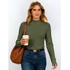 image:imageANRABESS Long Sleeve Shirts for Women Mock Neck Ribbed Top  Lettuce Trim Knit Fitted Tops Soft Lightweight Layer Basic Tee Going Out Work Tshirts Business Casual Fall Daily WearArmy Green