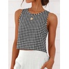 image:imageANRABESS Women Crop Tank Tops High Neck Sleeveless Shirts 2026 Summer Outfits Casual Blouse Beach Vacation ClothesBlack White Plaid