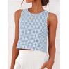 image:imageANRABESS Women Crop Tank Tops High Neck Sleeveless Shirts 2026 Summer Outfits Casual Blouse Beach Vacation ClothesLight Blue White Plaid