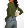 image:imageANRABESS Womens Long Sleeve Shirts Double Lined Tops  V Neck Basic Tee Soft Stretch Fleece Slim Fitted Fall Winter Warm Layer Clothing Going Out Casual Work Everyday WearArmy Green