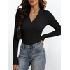 image:imageANRABESS Womens Long Sleeve V Neck Ribbed Knit Fitted Tops  Comfy Basic Tee Shirts Slim Fit Stretchy Soft Breathable Fabric Fall Winter Layer Casual Work Travel Vacation Daily WearBlack