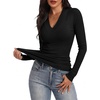 image:imageANRABESS Womens Long Sleeve V Neck Ribbed Knit Fitted Tops  Comfy Basic Tee Shirts Slim Fit Stretchy Soft Breathable Fabric Fall Winter Layer Casual Work Travel Vacation Daily WearBlack
