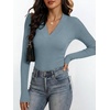 image:imageANRABESS Womens Long Sleeve V Neck Ribbed Knit Fitted Tops  Comfy Basic Tee Shirts Slim Fit Stretchy Soft Breathable Fabric Fall Winter Layer Casual Work Travel Vacation Daily WearGrey Blue