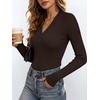 image:imageANRABESS Womens Long Sleeve V Neck Ribbed Knit Fitted Tops  Comfy Basic Tee Shirts Slim Fit Stretchy Soft Breathable Fabric Fall Winter Layer Casual Work Travel Vacation Daily WearCoffee