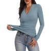 image:imageANRABESS Womens Long Sleeve V Neck Ribbed Knit Fitted Tops  Comfy Basic Tee Shirts Slim Fit Stretchy Soft Breathable Fabric Fall Winter Layer Casual Work Travel Vacation Daily WearGrey Blue