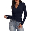 image:imageANRABESS Womens Long Sleeve V Neck Ribbed Knit Fitted Tops  Comfy Basic Tee Shirts Slim Fit Stretchy Soft Breathable Fabric Fall Winter Layer Casual Work Travel Vacation Daily WearNavy Blue