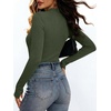 image:imageANRABESS Womens Long Sleeve V Neck Ribbed Knit Fitted Tops  Comfy Basic Tee Shirts Slim Fit Stretchy Soft Breathable Fabric Fall Winter Layer Casual Work Travel Vacation Daily WearArmy Green