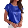 image:imageANRABESS Womens Satin Tops Cap Short Sleeve Crew Neck Shirts Dressy Business Casual Office Blouse Silky 2026 Summer OutfitsRoyal Blue