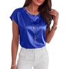 image:imageANRABESS Womens Satin Tops Cap Short Sleeve Crew Neck Shirts Dressy Business Casual Office Blouse Silky 2026 Summer OutfitsRoyal Blue