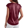 image:imageANRABESS Womens Satin Tops Cap Short Sleeve Crew Neck Shirts Dressy Business Casual Office Blouse Silky 2026 Summer OutfitsWine Red