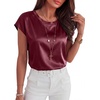 image:imageANRABESS Womens Satin Tops Cap Short Sleeve Crew Neck Shirts Dressy Business Casual Office Blouse Silky 2026 Summer OutfitsWine Red