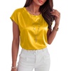image:imageANRABESS Womens Satin Tops Cap Short Sleeve Crew Neck Shirts Dressy Business Casual Office Blouse Silky 2026 Summer OutfitsYellow
