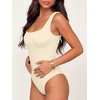 image:imageANRABESS Womens Square Neck Tummy Control Tank Bodysuits  Double Lined SeamlessSleeveless Snap ClosureNo BraStretchy Soft FitGoing Out TopsDaily Vacation WearSpring SummerApricot