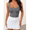 image:imageANRABESS Womens Square Neck Tummy Control Tank Bodysuits  Double Lined SeamlessSleeveless Snap ClosureNo BraStretchy Soft FitGoing Out TopsDaily Vacation WearSpring SummerLight Gray