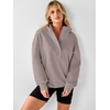 image:imageANRABESS Hoodies for Women Henley Collar Oversized Sweatshirt  Long Sleeve Soft Fleece Pullover Tops Loose Fit Snap ButtonCasual Daily for School Office Fall amp Spring ClothingMocha