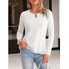 image:imageANRABESS Long Sleeve Shirts for Women Metal Keyhole Neck Tops  Solid amp Floral Print Basic TeeSoft Regular Fit Blouses for Office Business WorkCasual Daily Wear Spring amp FallWhite