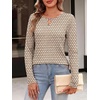 image:imageANRABESS Long Sleeve Shirts for Women Metal Keyhole Neck Tops  Solid amp Floral Print Basic TeeSoft Regular Fit Blouses for Office Business WorkCasual Daily Wear Spring amp FallFloral Brown
